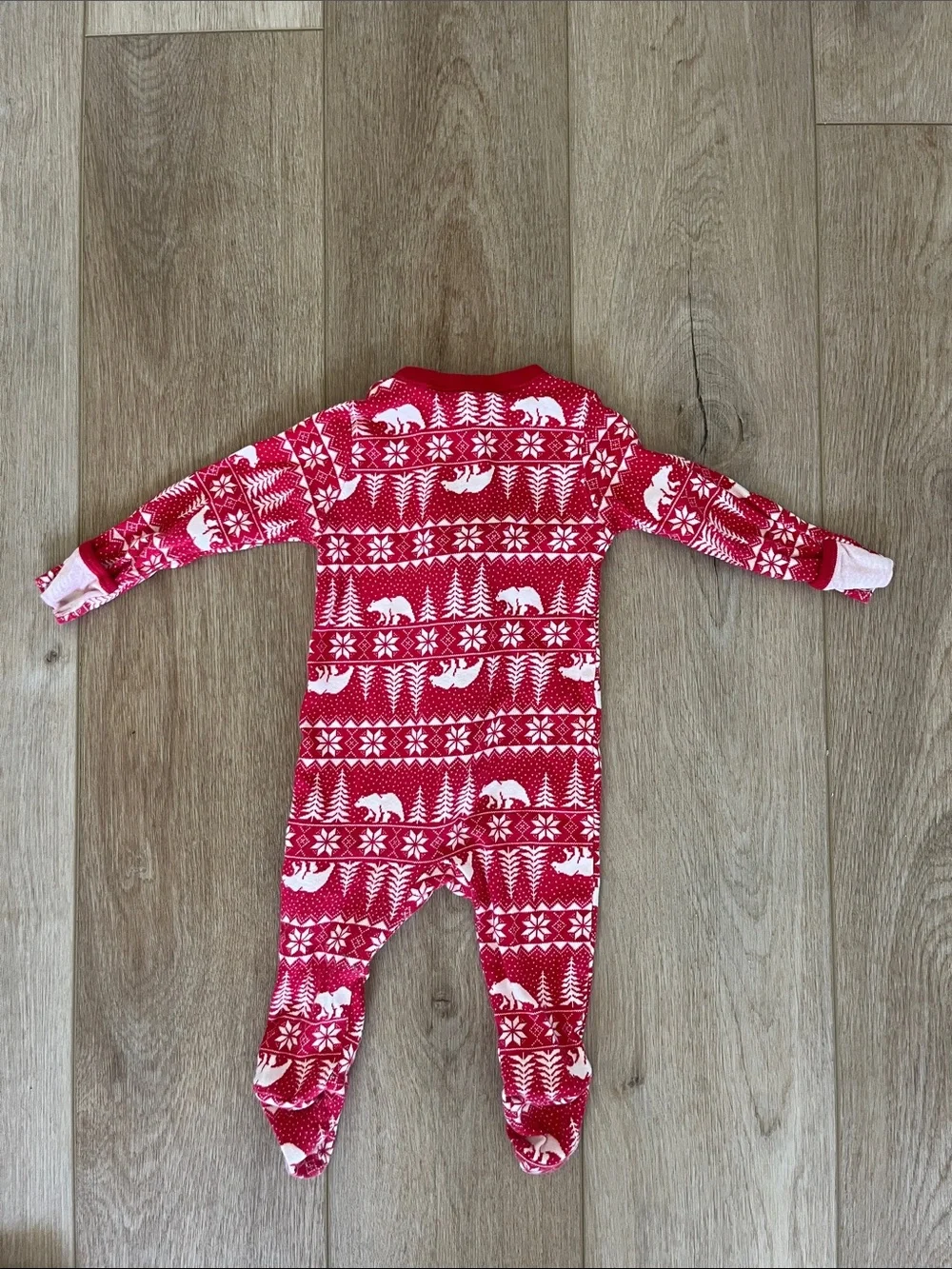 Old Navy Red & White Polar Bear Fair Isle One-Piece Pajamas